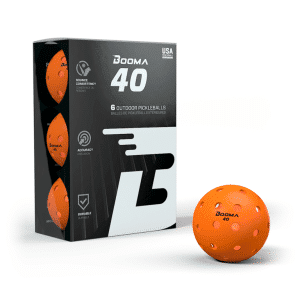 Image d'une boîte de 6 balles de pickleball BOOMA 40 oranges.