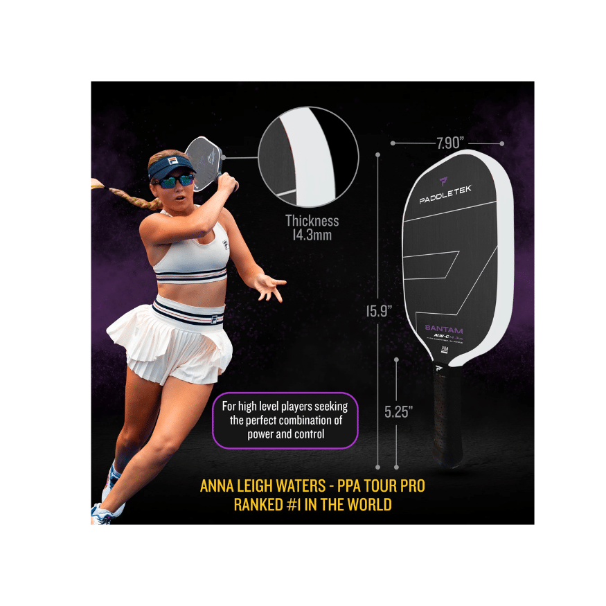Image d'une raquette de pickleball Paddletek Bantam ALW-C 14.3 mm.
