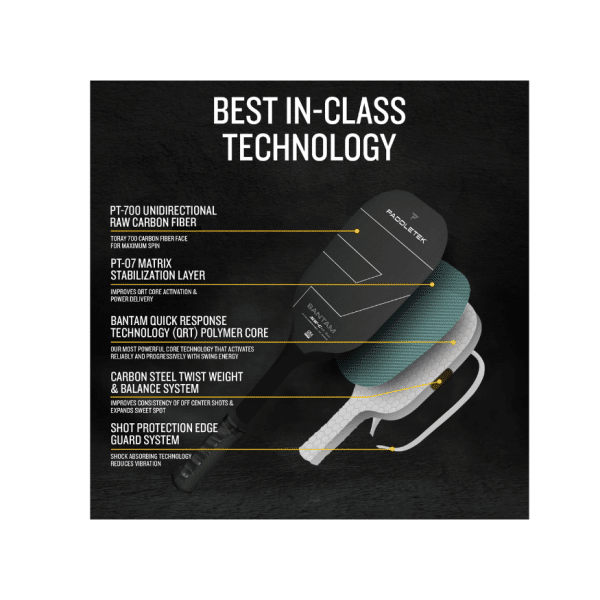 Image d'une raquette de pickleball Paddletek Bantam ALW-C 14.3 mm.