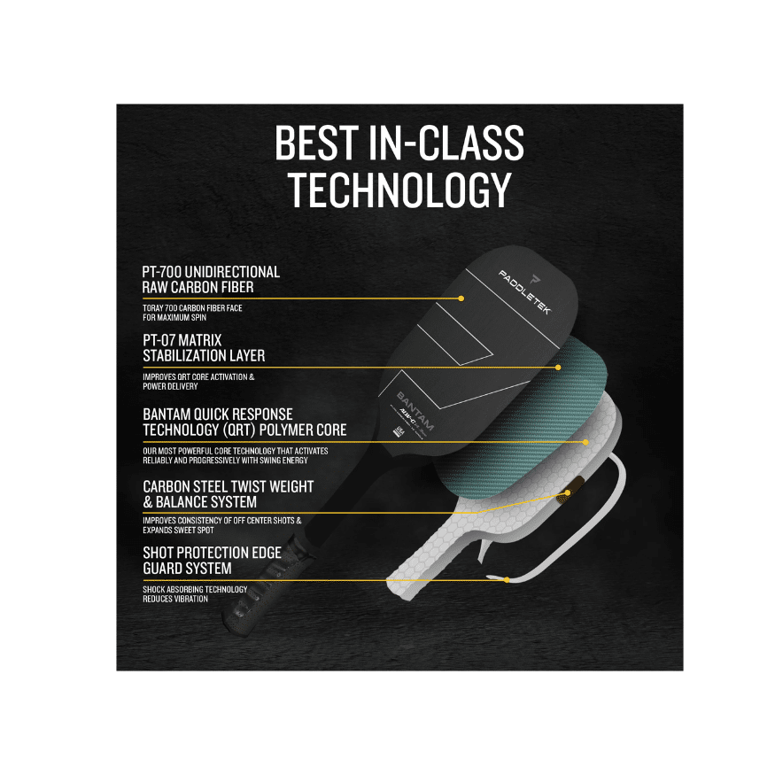 Image d'une raquette de pickleball Paddletek Bantam ALW-C 14.3 mm.