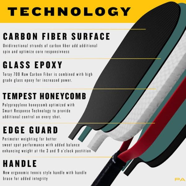Image of a Paddletek Wave Pro-C 14.3 mm pickleball paddle.