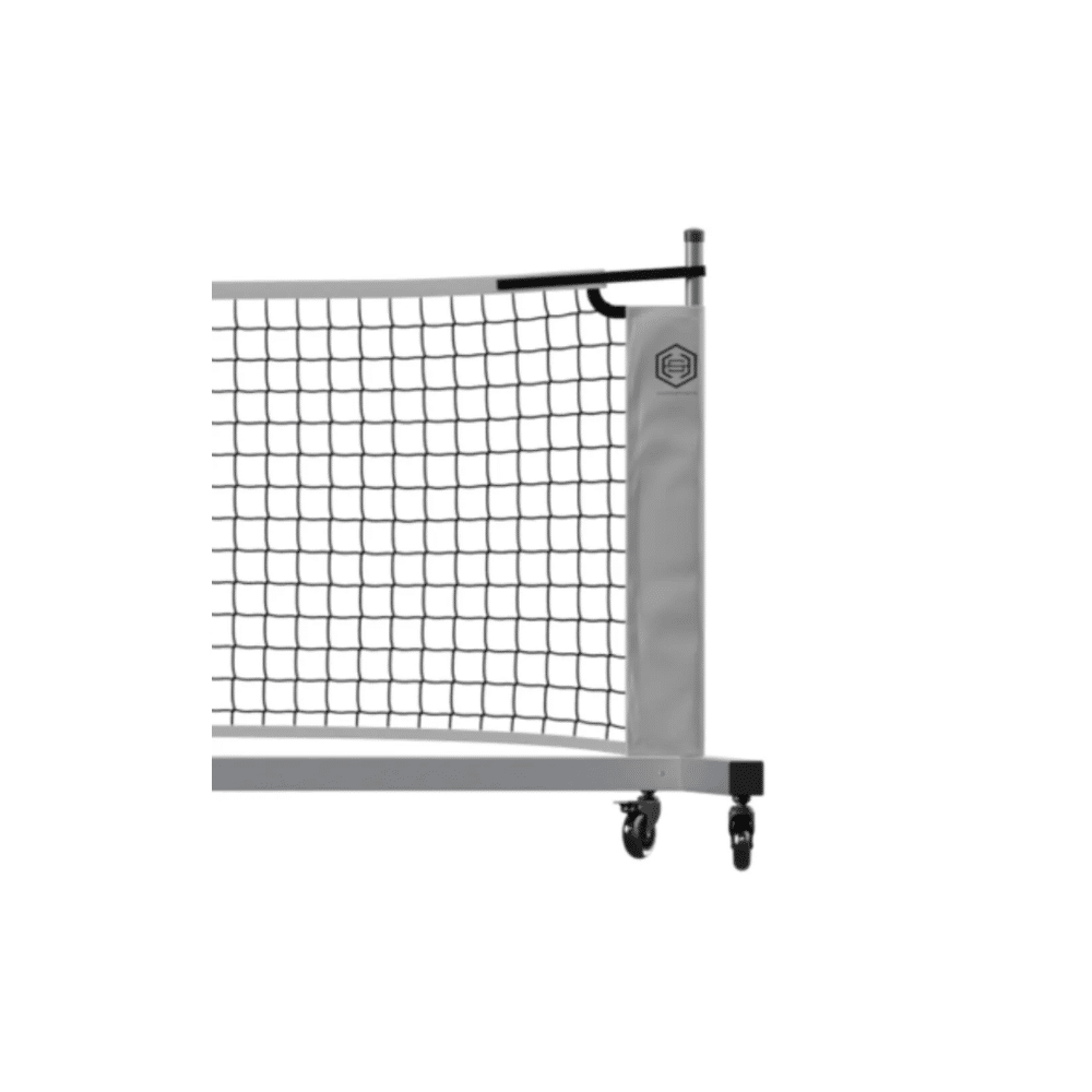 Image of a rolling portable pickleball net by Dominator.