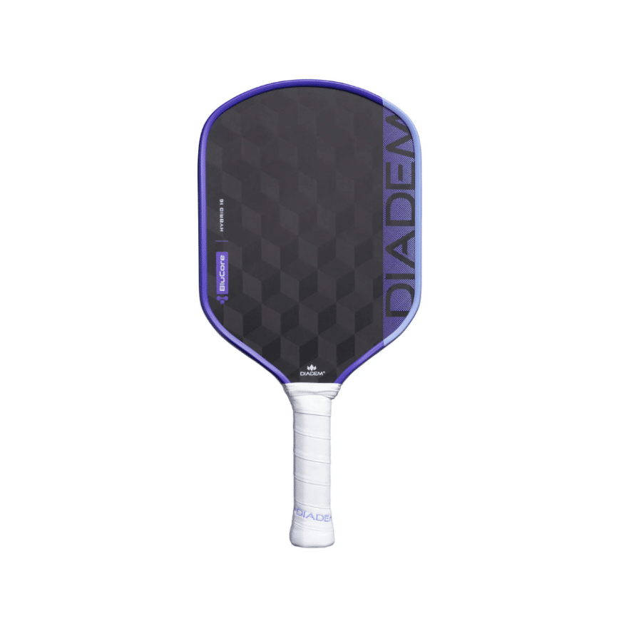 Image d’une raquette de pickleball Diadem Edge BluCore Hybrid offrant puissance explosive et technologie BluCore.