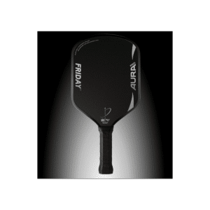Image d’une raquette de pickleball Friday Aura Pro Hybrid offrant puissance explosive, réactivité rapide et maniabilité pour un jeu offensif.