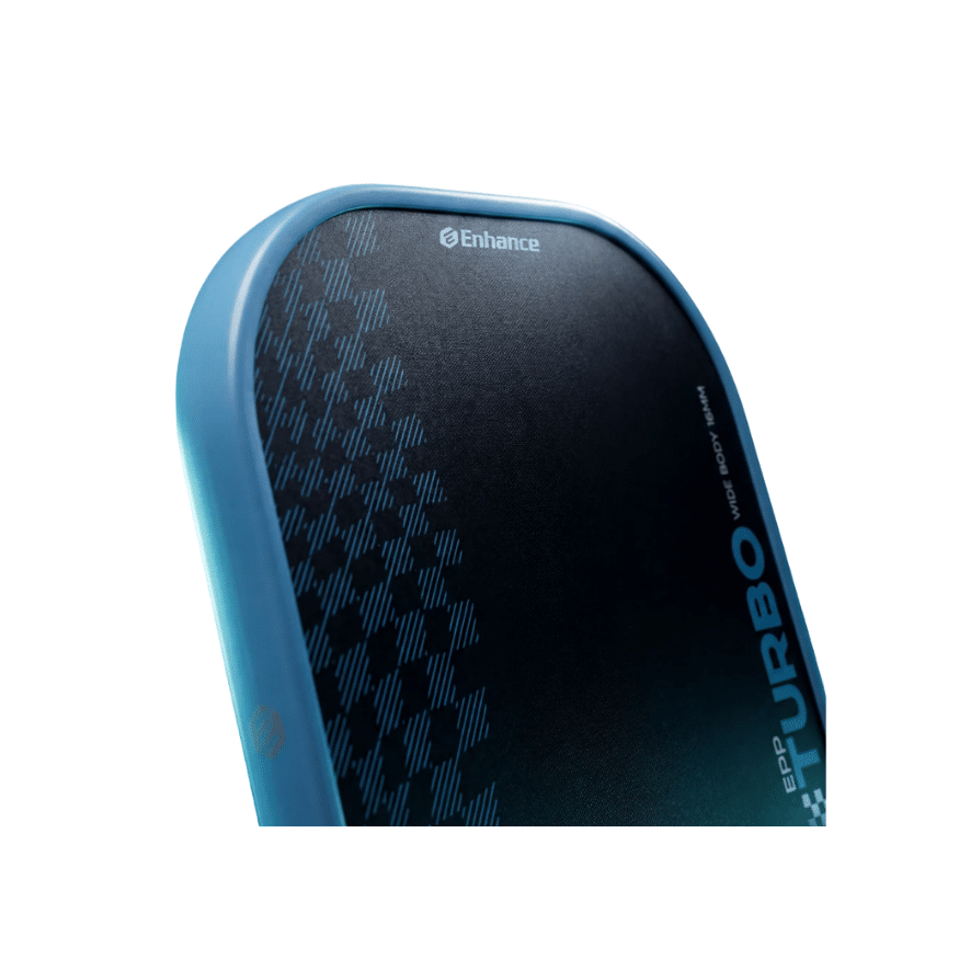Image de la raquette de pickleball Enhance EPP Turbo Widebody offrant une grande stabilité et un sweet spot élargi grâce à son noyau mousse flottant et sa forme large optimisée pour le contrôle et la tolérance.