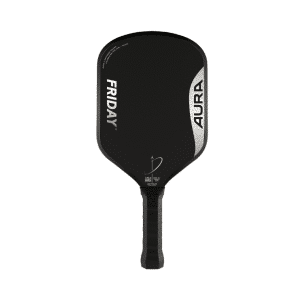 Image d’une raquette de pickleball Friday Aura Hybrid offrant un équilibre idéal entre puissance, contrôle et maniabilité pour un jeu polyvalent.